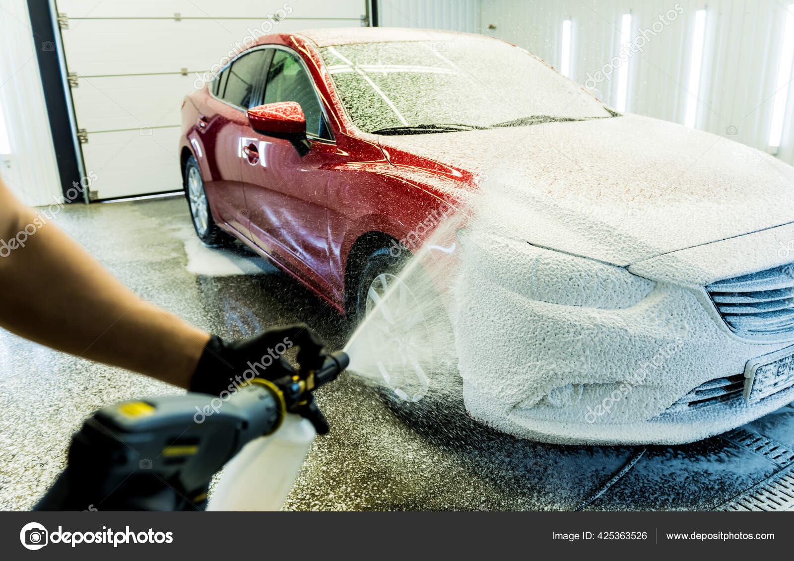 Outdoor Car Wash With Active Foam Soap. Commercial Cleaning Washing Service  Concept. Stock Photo, Picture and Royalty Free Image. Image 128219921.
