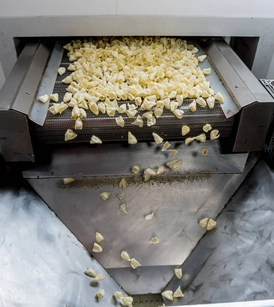Transportlijn voor het bakken van snacks en chips in een moderne fabriek — Stockfoto