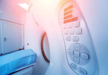 Computer tomography diagnostics in modern medical center clipart