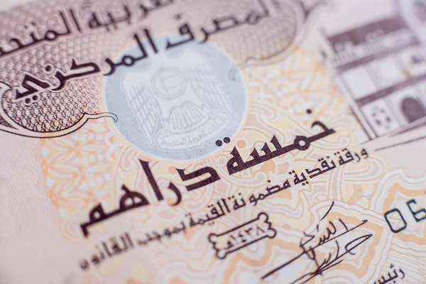 Weltweite Geldsammlung. Fragmente des Geldes der Vereinigten Arabischen Emirate — Stockfoto
