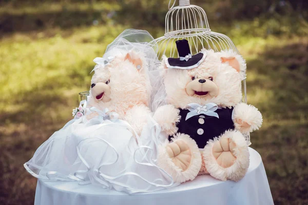 Ślub niedźwiedzie. Panna młoda i pan młody. — Zdjęcie stockowe
