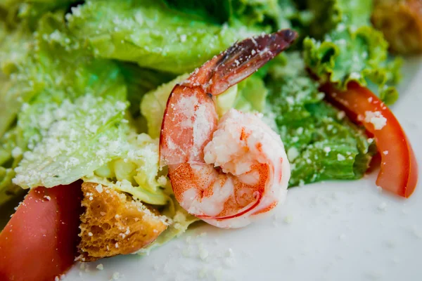 虾和蔬菜的新鲜海鲜沙拉 — 图库照片