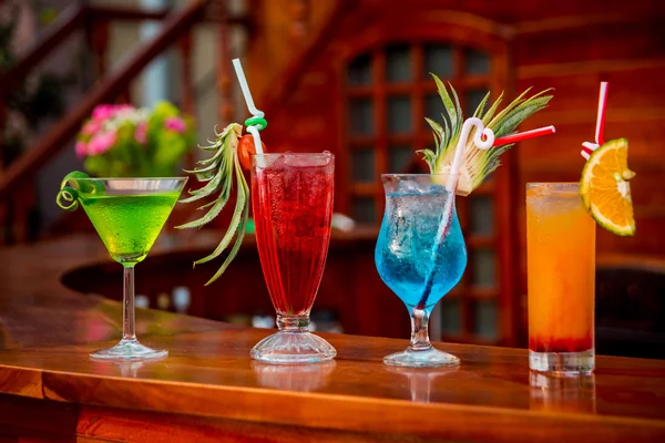 colored Cocktails on Bar
