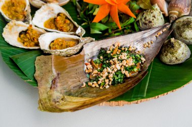 Kabukları yeşil palmiye yaprağı