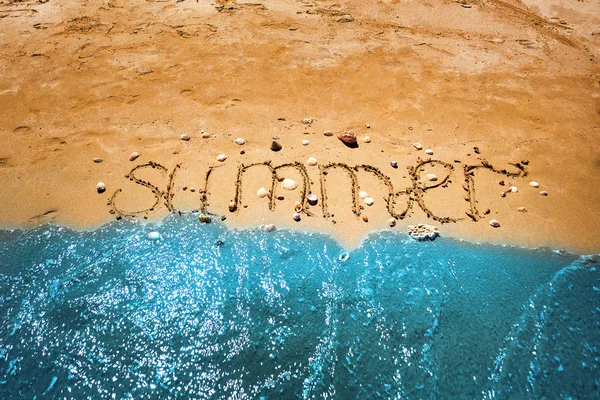 Summer inscription on sand — Stock Photo, Image