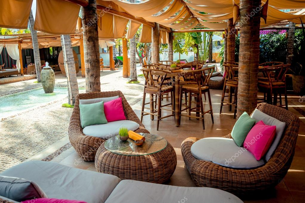 Tropical Restaurant on beach — Stock Photo © Romaset #97363216