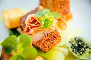 Pieces of meat with vegetables