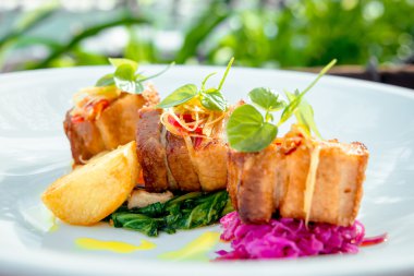 Pieces of meat with vegetables