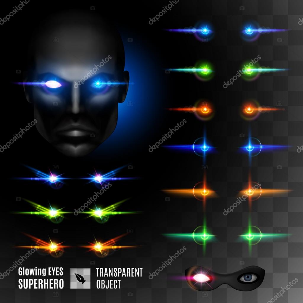 Set of Super Hero Glowing Eyes. Template for Design