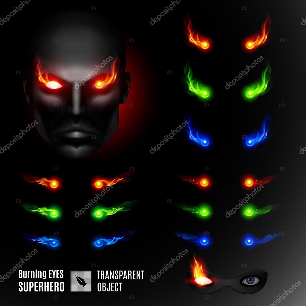 Set of Super Hero Burning Eyes. Template for Design