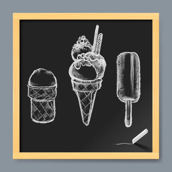 黒板に描くアイス クリーム — ストックベクタ