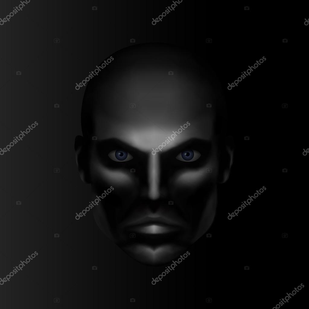 Serious Male Face. Clip art Portrait of a Person Looking up at Camera