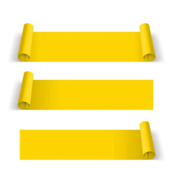 Conjunto de pegatinas de papel amarillo aisladas sobre fondo blanco — Vector de stock