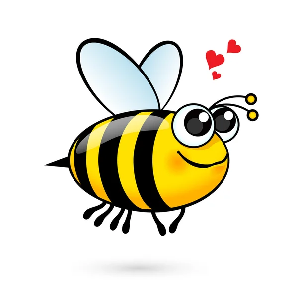 Illustration d'une jolie abeille amoureuse — Image vectorielle