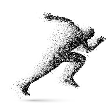 Running Man in the Form of Black Particles clipart