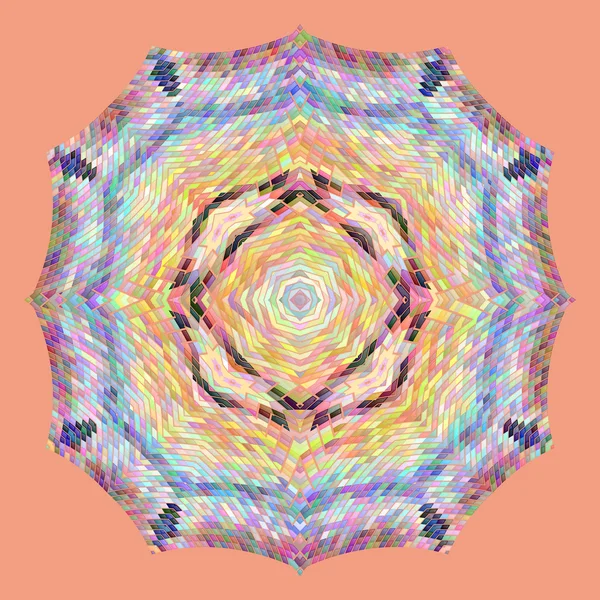 Abstraktes mehrfarbiges Mosaik in Form eines Kreises auf rosa Hintergrund — Stockvektor