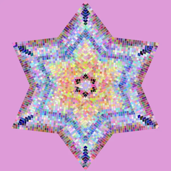 Mosaico multicolor abstracto en forma de estrella de color sobre fondo violeta — Archivo Imágenes Vectoriales