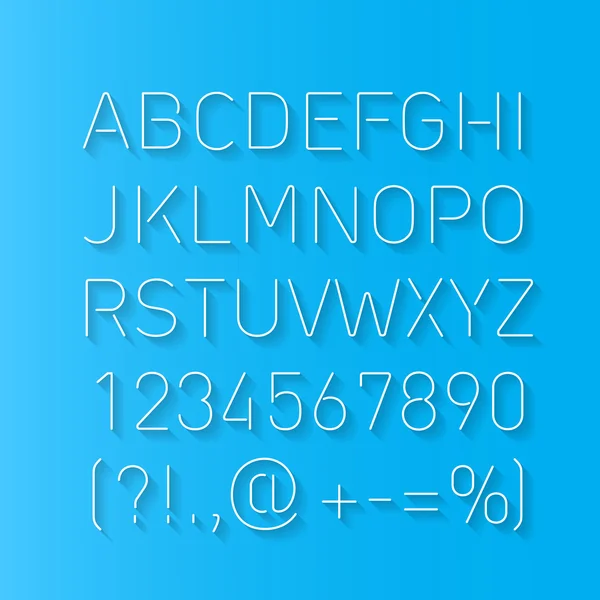De dunne lijnen lettertype met schaduw — Stockvector