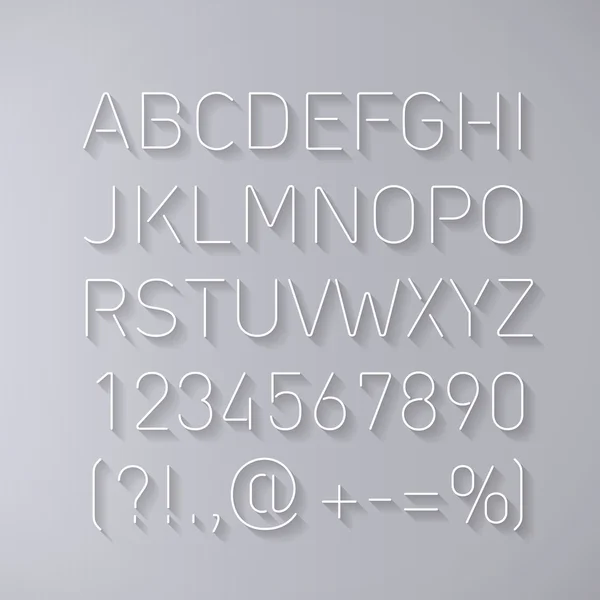 De dunne lijnen lettertype met schaduw — Stockvector