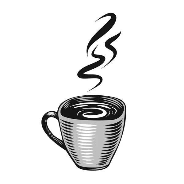 Kézzel rajzolt firka csésze kávét a fehér — Stock Vector