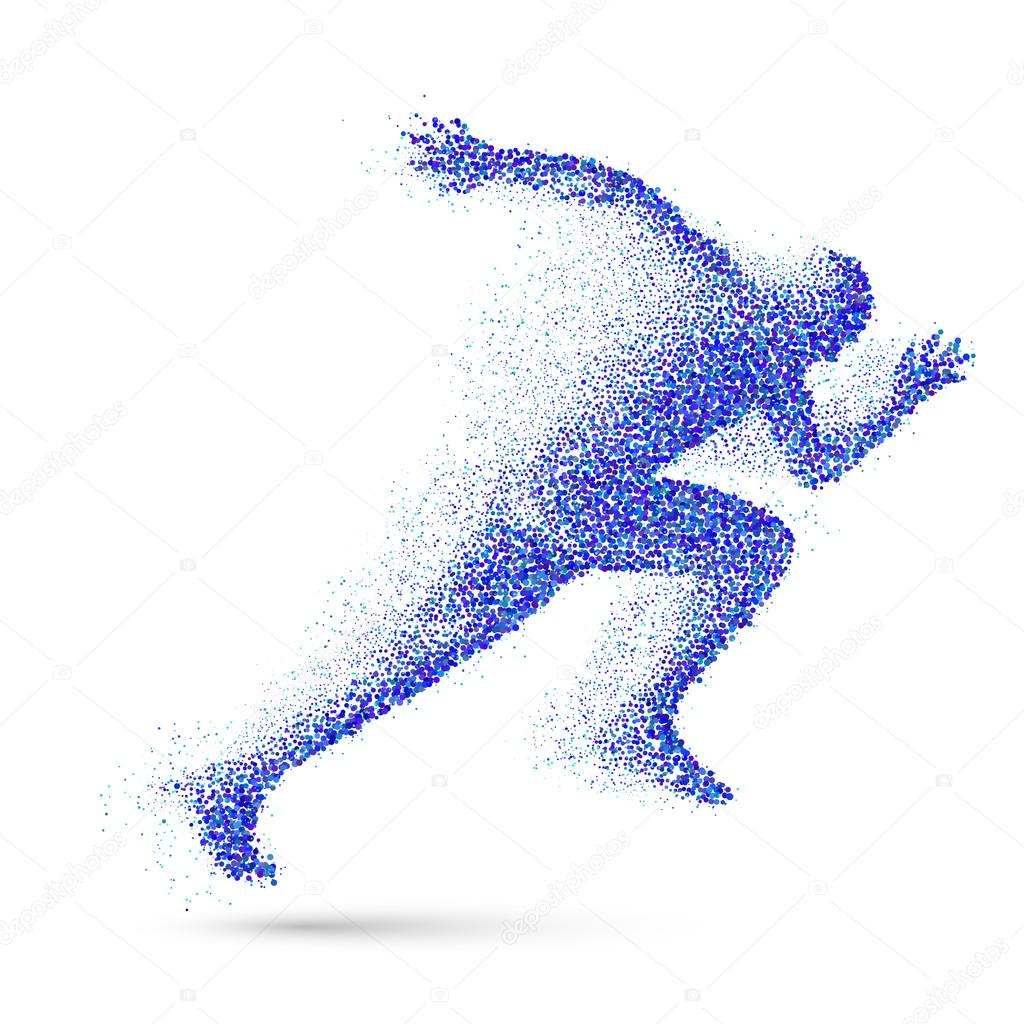 Running Man in the Form of Blue Particles