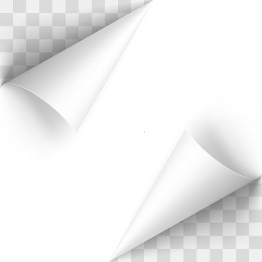 Curled White Papers Corners with Transparent Background clipart