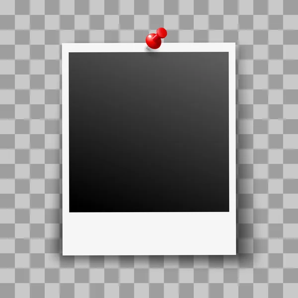 Retro-Fotorahmen auf transparentem Hintergrund mit roter Nadel — Stockvektor