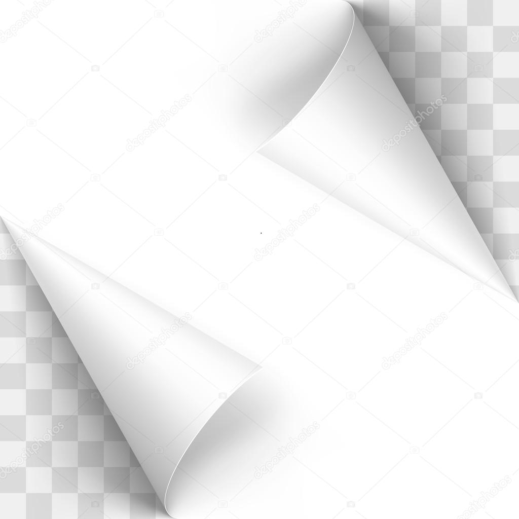 Curled White Papers Corners on Transparent Background