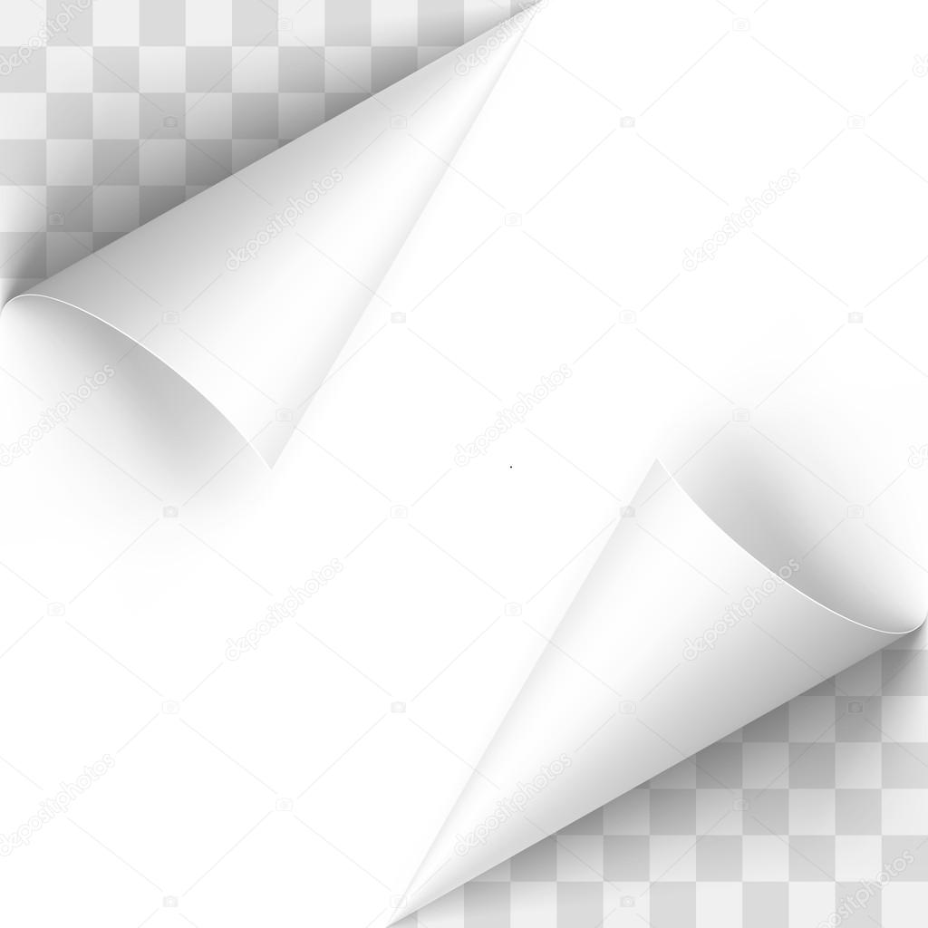 Curled White Papers Corners with Transparent Background