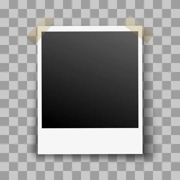 Cadre photo sur fond transparent avec ruban adhésif — Image vectorielle