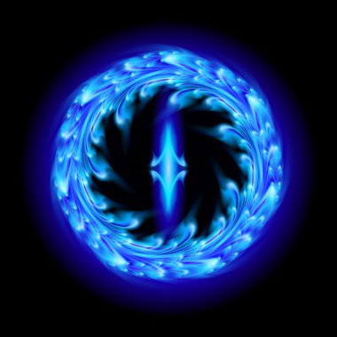 Siyah zemin üzerine mavi desen