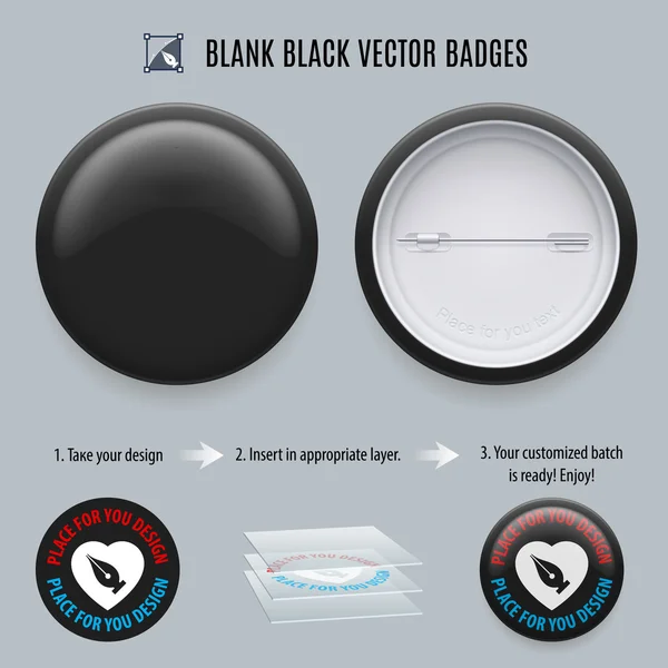 Distintivos vetoriais pretos em branco — Vetor de Stock
