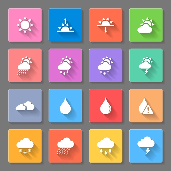 Soubor ikony barevné počasí — Stockový vektor