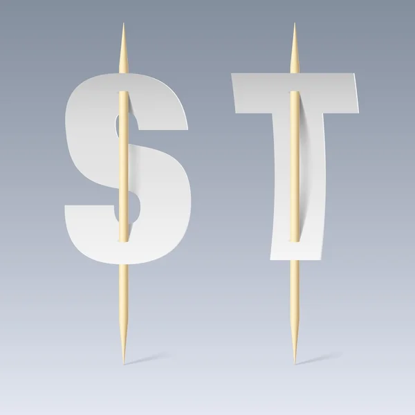 Papier lettertype op tandenstokers — Stockvector