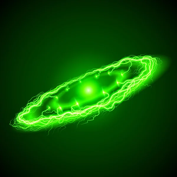 Ring lightening in green color on dark background — Stock Vector