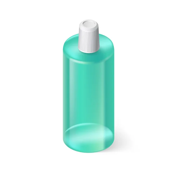 Jediného Aquamarin láhev šamponu na bílém pozadí — Stockový vektor