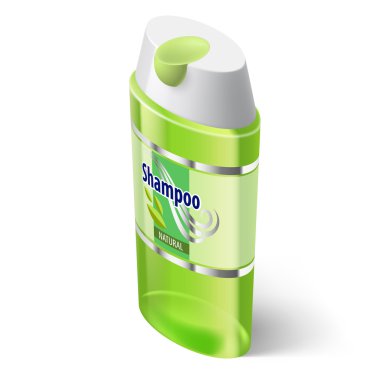 Şampuan izometrik yeşil simge tasarım için beyaz arka plan üzerinde