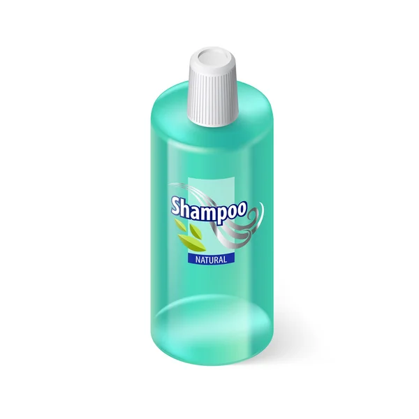Jediného Aquamarin láhev šamponu s jídel — Stockový vektor