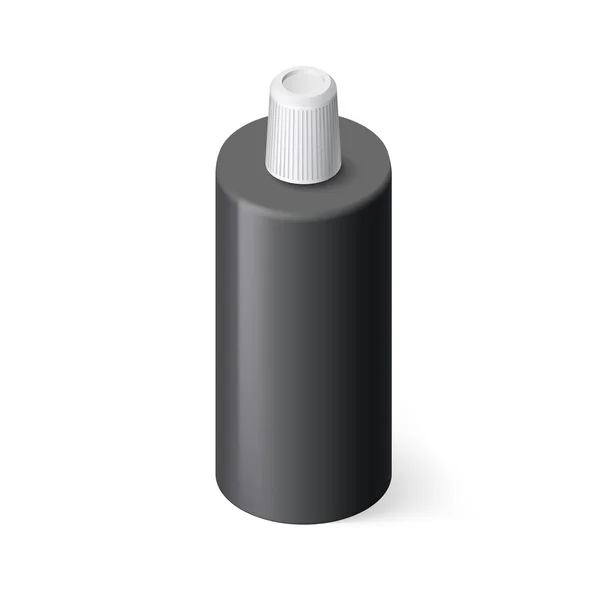 Черная бутылка шампуня в изометрической упаковке — стоковый вектор