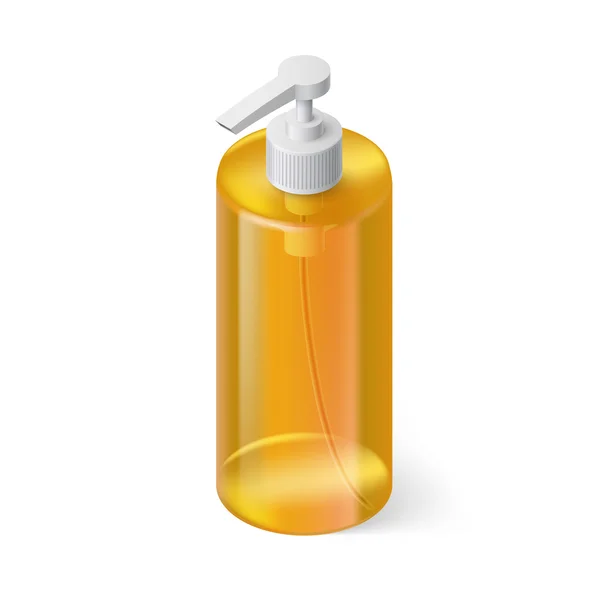 Bouteille jaune simple de shampooing dans un style isométrique — Image vectorielle