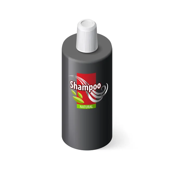 Botella Negra de Champú con Lable — Vector de stock