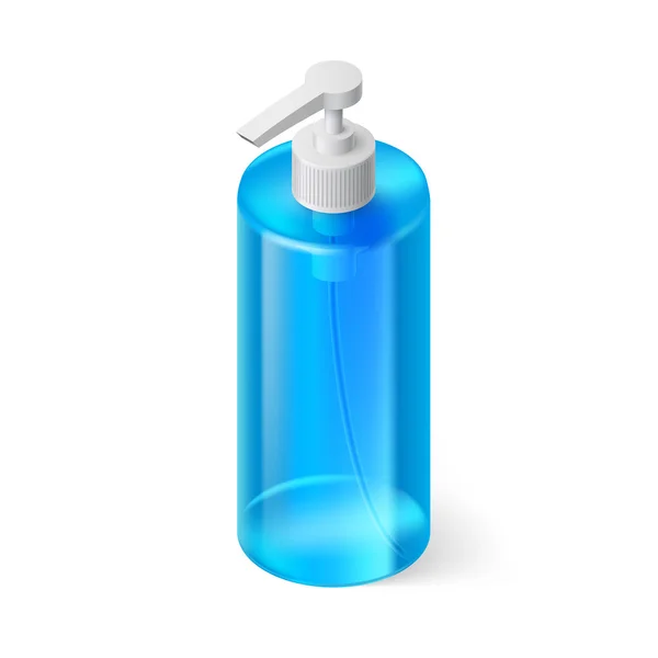 Einzelne blaue Flasche Shampoo im isometrischen Stil auf Weiß — Stockvektor