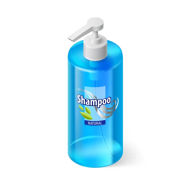 Jeden modrý láhev šamponu s jídel v izometrickém stylu — Stockový vektor