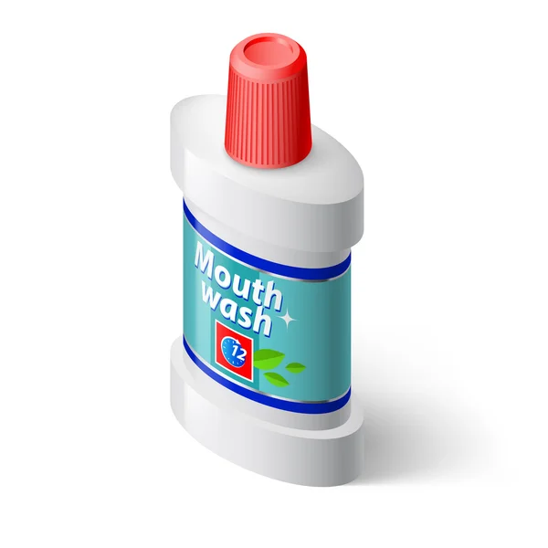 Isometric Bottle of Mouthwash. Illustration on White — Stock Vector