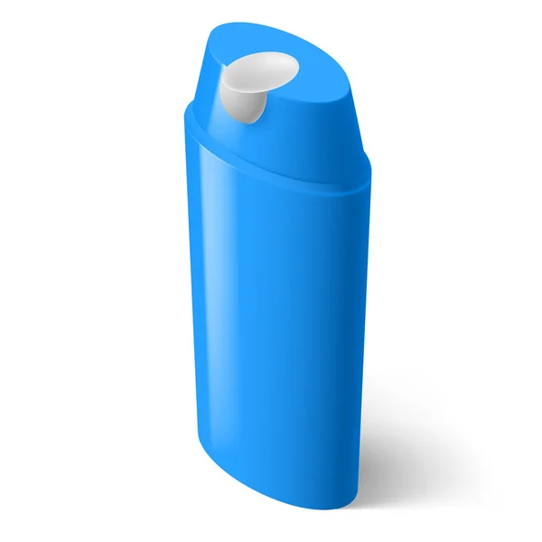 Einzelne blaue isometrische Flasche Shampoo auf weiß — Stockvektor