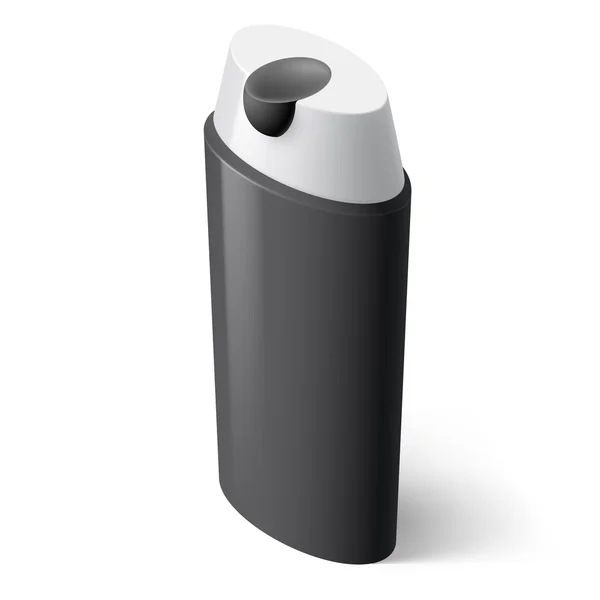 Ενιαίο μαύρο ισομετρική μπουκάλι του σαμπουάν σε άσπρο φόντο — Διανυσματικό Αρχείο