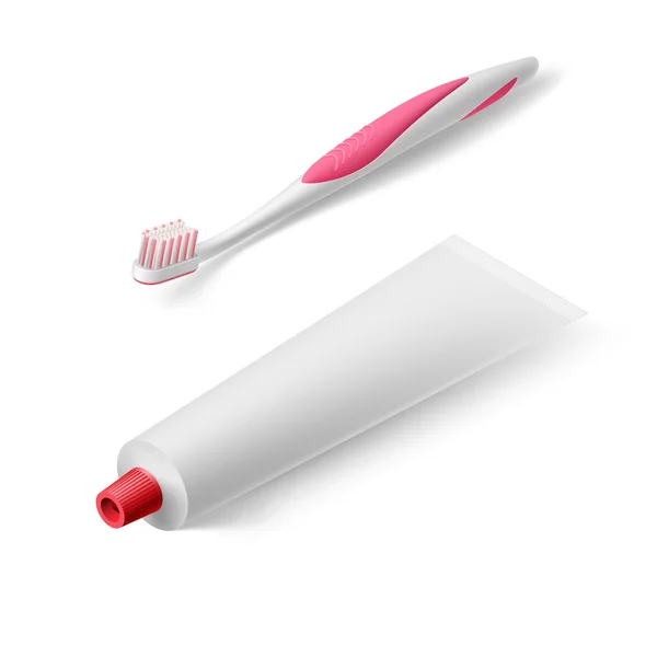 Brosse dentaire isométrique avec pâte à dents sur fond blanc — Image vectorielle