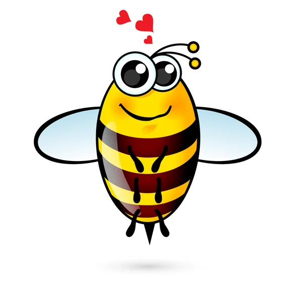 붉은 마음으로 친절 한 귀여운 꿀벌의 그림 — 스톡 벡터