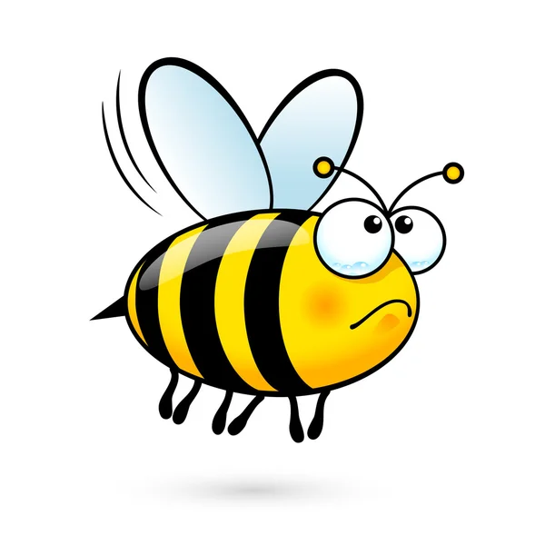 Illustratie van een vriendelijke leuke Bee in verdriet op witte achtergrond — Stockvector