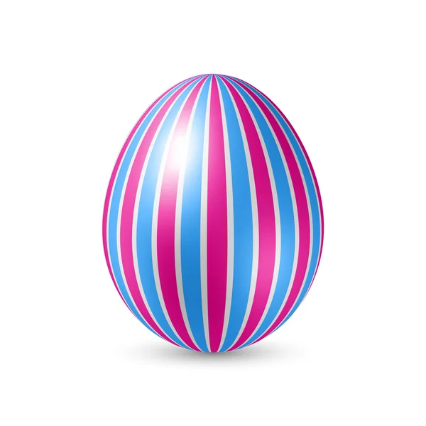 Huevo de Pascua con patrón de tiras verticales. Ilustración sobre fondo blanco — Vector de stock